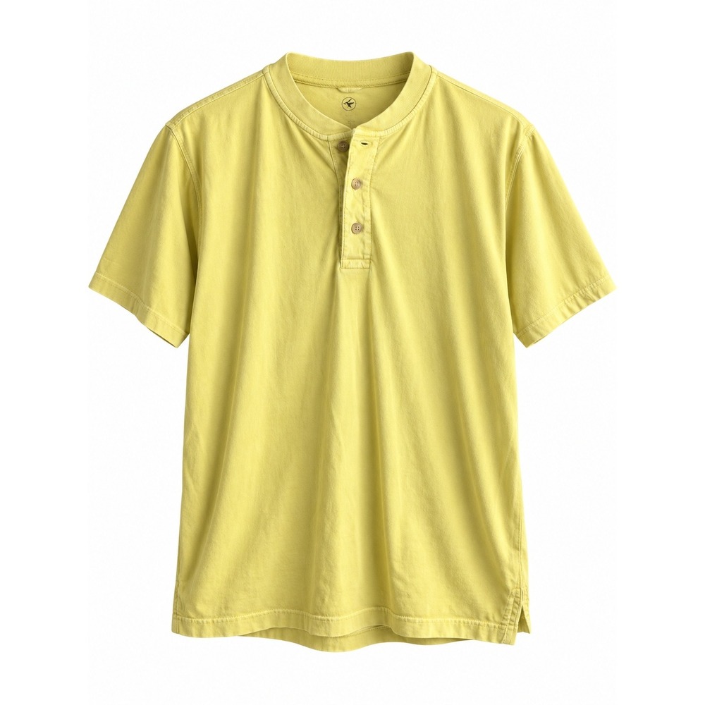 RedHead Men's Medium Yellow 100% Cotton Short Sleeve Henley Shirt